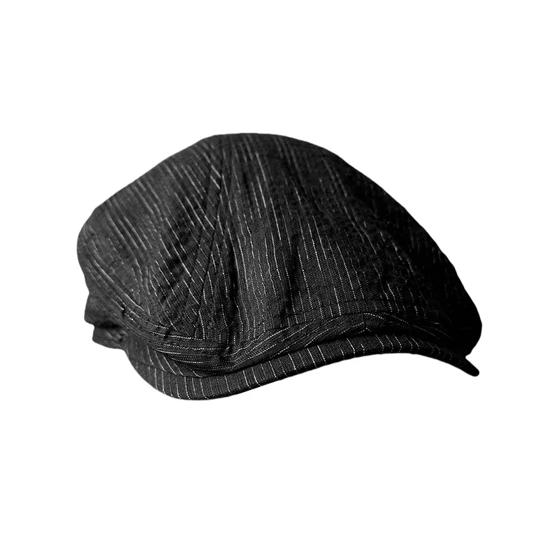 New Black Spring Summer Linen Newsboy Cap New Breathable Beret Men's Women Literary Retro Hat England Hats Male Hats 0007