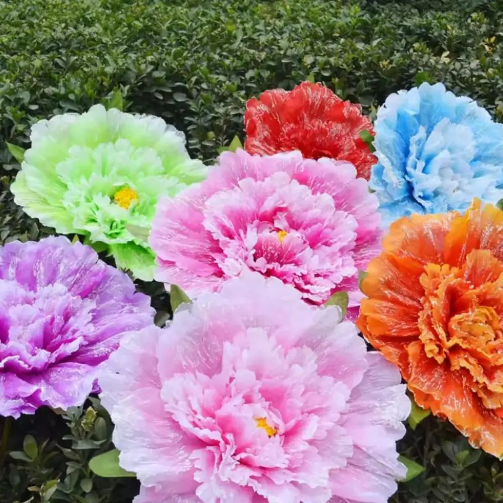 

17/20/30/40/50cm Peony Flower Dance Props Colorful Creative Performance Hand held Flower Cloth Kindergarten Dance Performance
