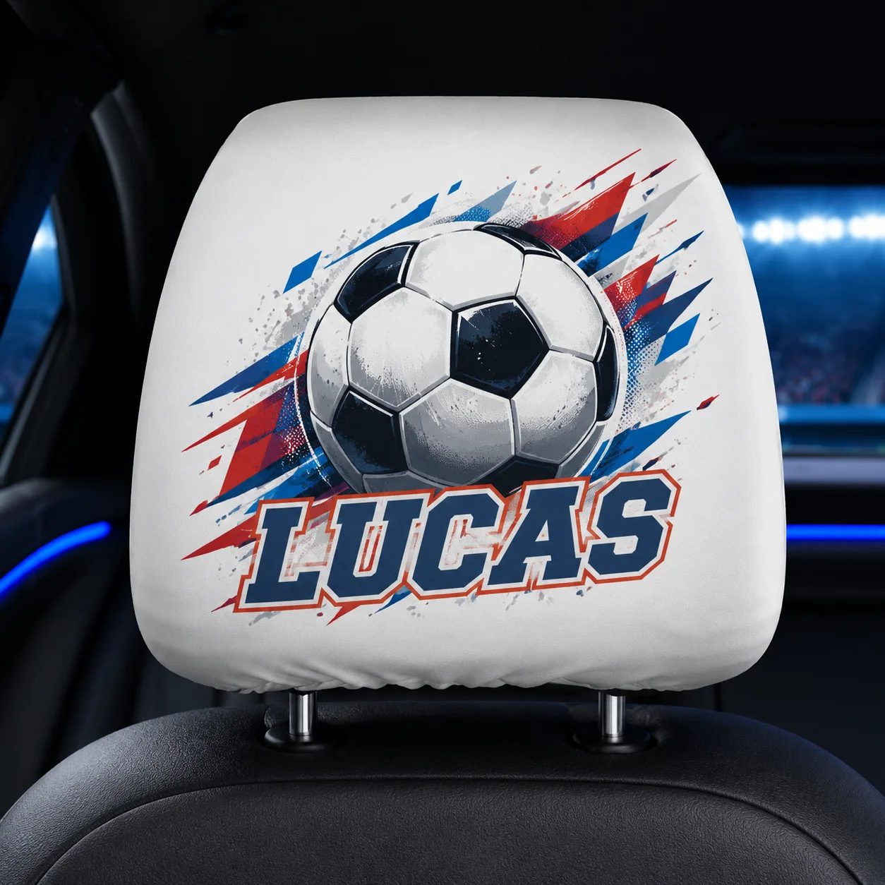 Custom Name Car Headrest Cover Personalized Print Auto Seat Head Rest Protector Elastic Fabric Universal Car Interior Decoration image 5