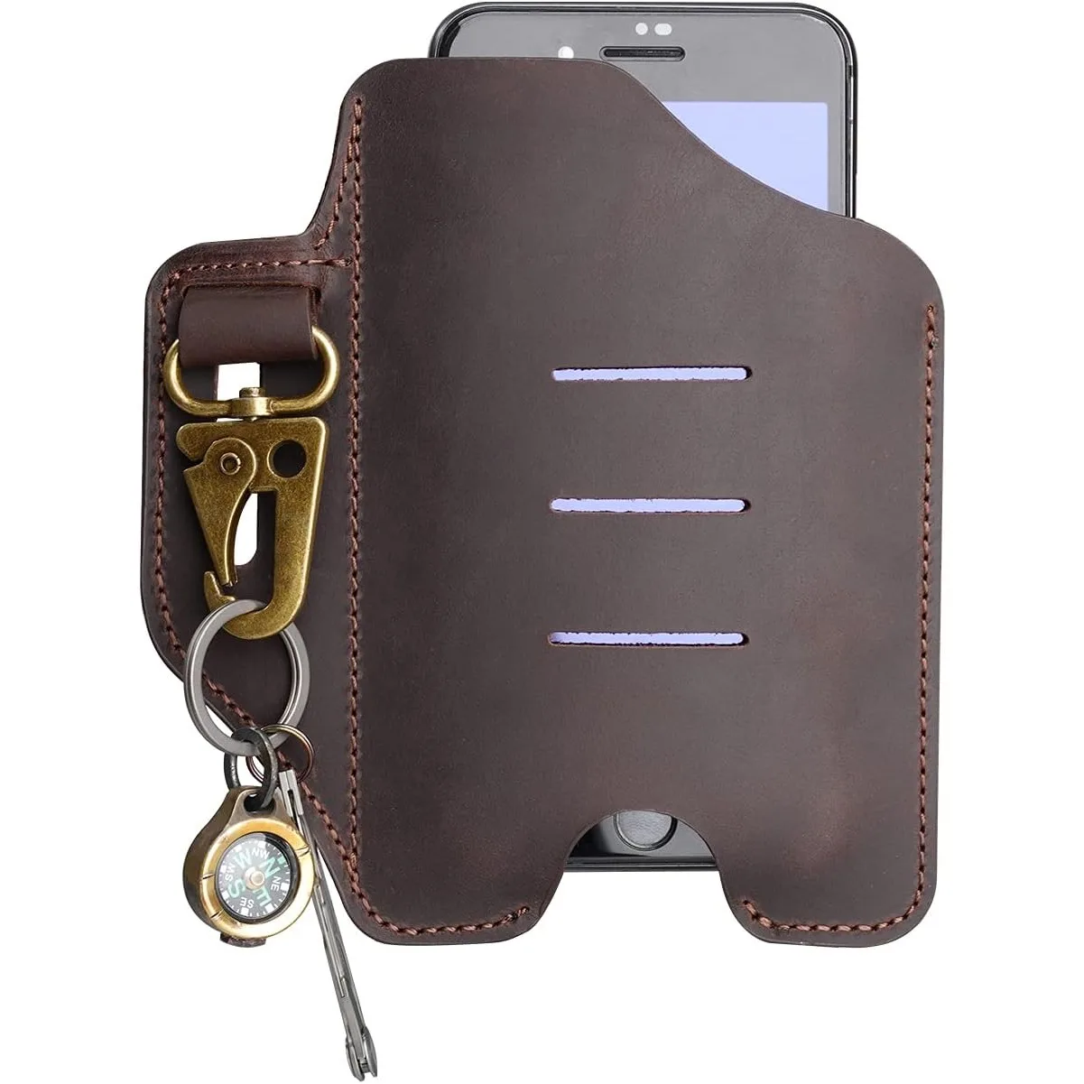 

Кожаная кобура для телефона VIPERADE PJ20 с держателем для ключей, универсальная большая кобура для мобильного телефона с креплением на ремень для мужчин (коричневая)
