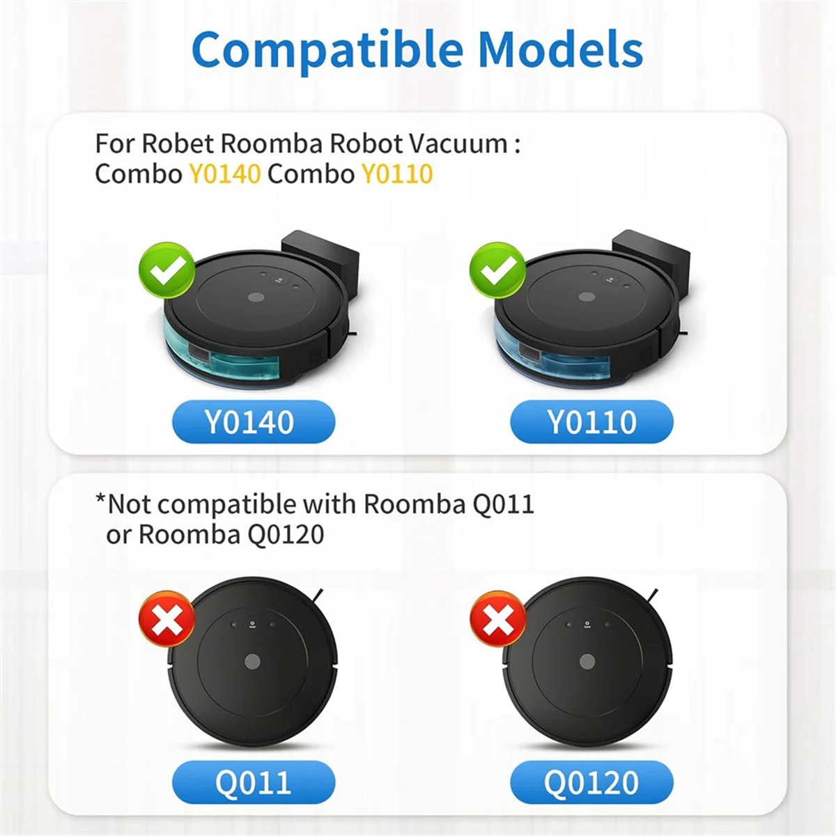 BFYLE Ersatzzubehör Teile für IRobot Roomba Combo Y0140, Y0110 Roboter Staubsauger Kit Hauptseitenbürste Hepa-Filter