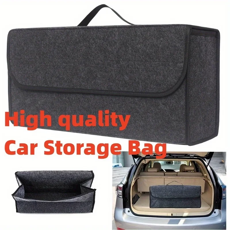 

Gray Anti Slip Car Trunk Organizer Bag Multi Compartment Soft Felt Storage Box for Boot Tools & Auto Accessories