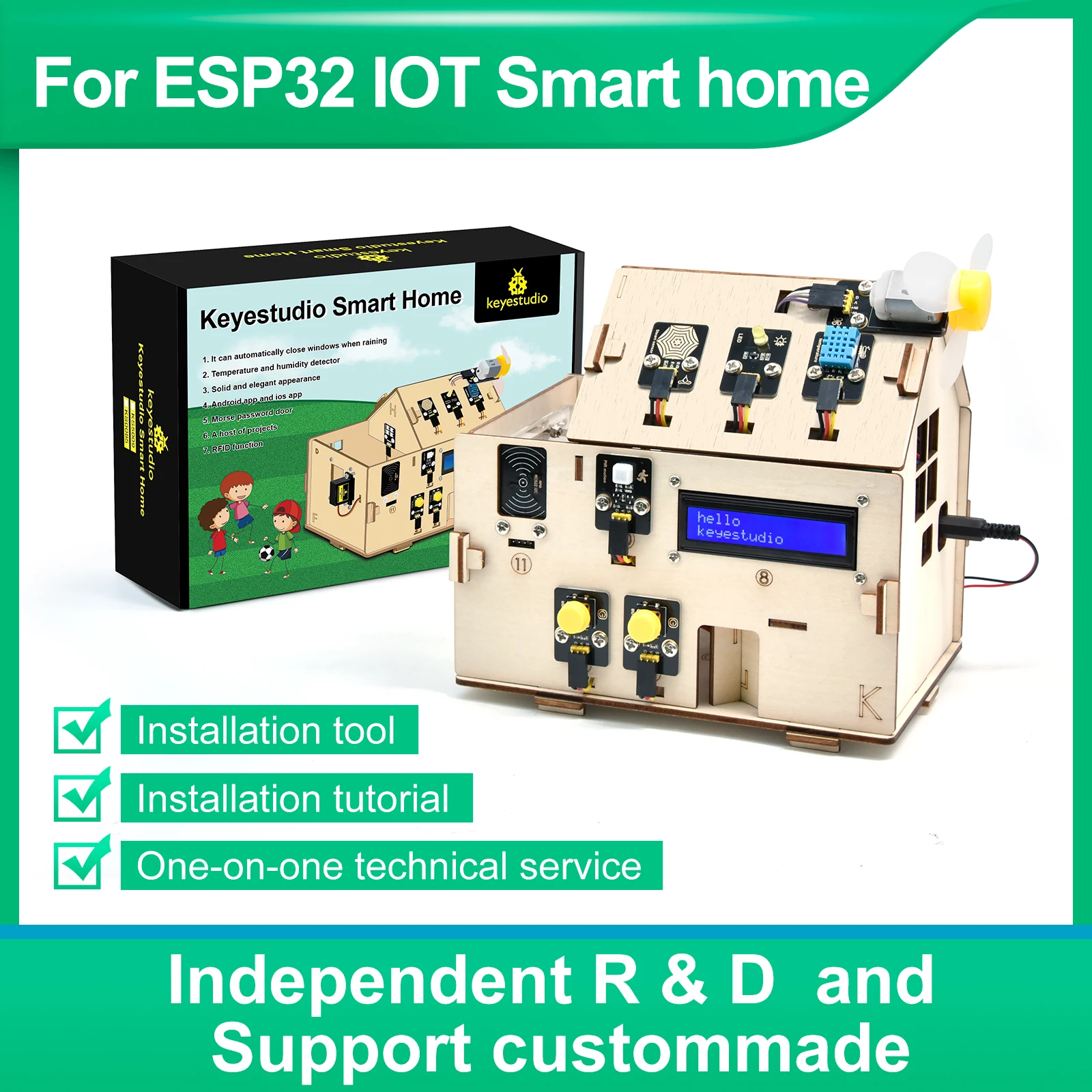 Keyestudio Smart Home IOT Kit With ESP32 Board C language And MicroPython For Arduino ESP32 STEAM Smart House DIY Electronic Kit 