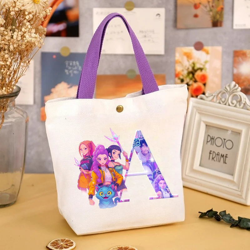 

Kpop Demon Hunter Холщовая сумка с милым принтом, женские тканевые сумки, многофункциональные дорожные сумки для покупок, экономичная многоразовая сумка