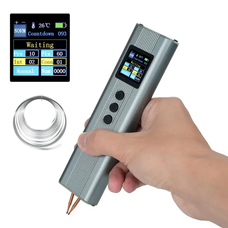 Battery Spot Welder Portable Spot Welder 2200mAh Lithium Battery 1.33-inch TFT Color Screen Display 11 Gear Adjustable Battery W