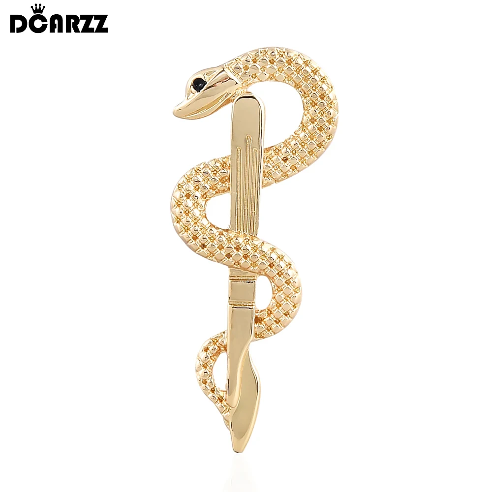 DCARZZ Asclepius Medical Caduceus Brooches Pins for Doctor Nurse Scalpel Lapel Badge Medicine Jewelry Gift