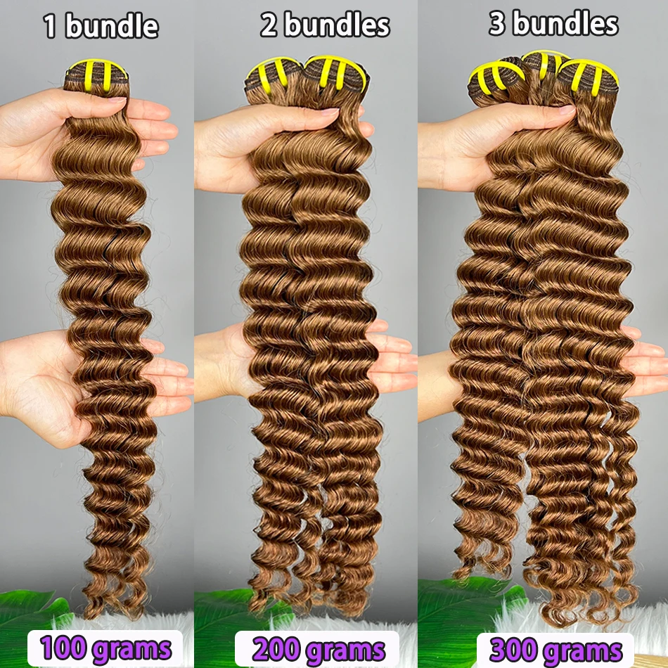 # 4 ألوان موجة عميقة حزم الشعر البشري الشوكولاته البني لحمة مزدوجة 100% الفيتنامية الشعر النسيج ملحقات حزمة صفقة للبيع