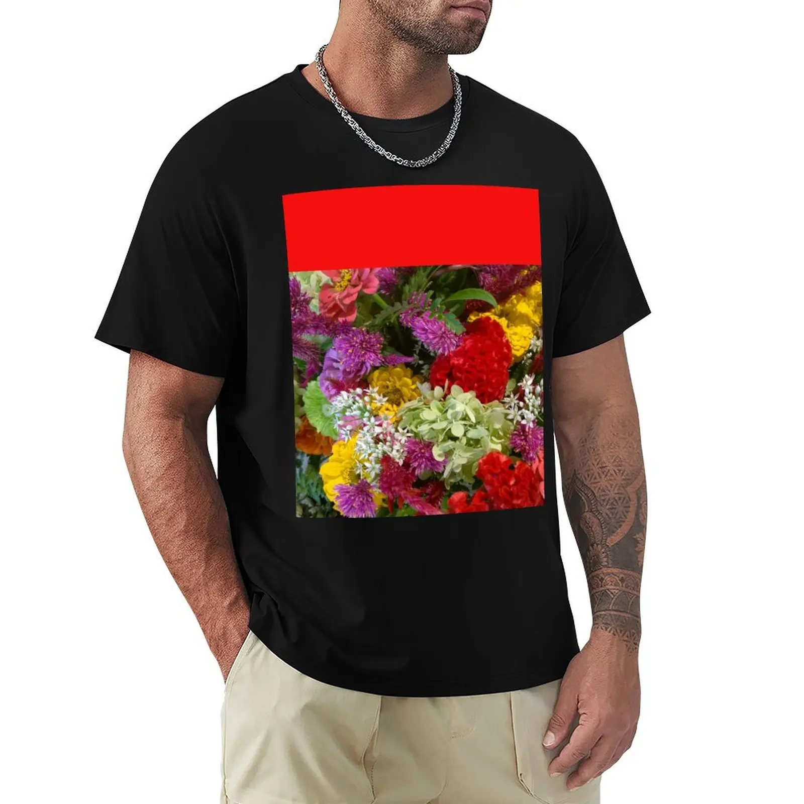 Floral Bouquet-Aster-Cock's Comb-Zinnia T-Shirt anime t shirts for man T-Shirt