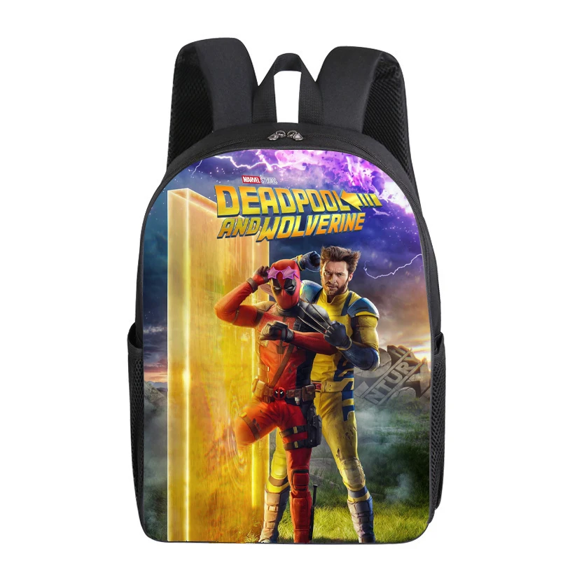 Deadpool & Wolverine Kids Backpacks Marvels Action Figures School Bags Boys Girls Outdoor Sport Travel Knapsack Children Gift