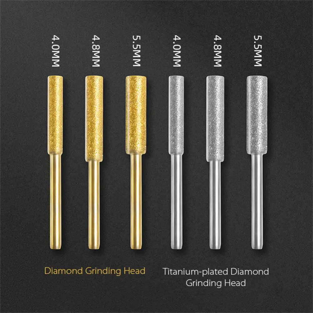 8Pcs Diamond Coated Cylindrical Burr 4mm Chainsaw Sharpener Stone File Chain Saw Sharpening Carving Grinding Tools Silver/gold