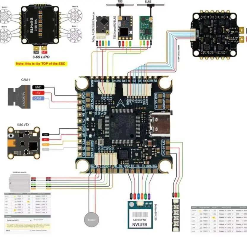FC&ECS Stack F405 F405HD F7 F722 Flight Controller F4 V3S Plus FC+60A 4in1 BLheli_S ESC Stacks 30.5*30.5mm For FPV Racer Drone