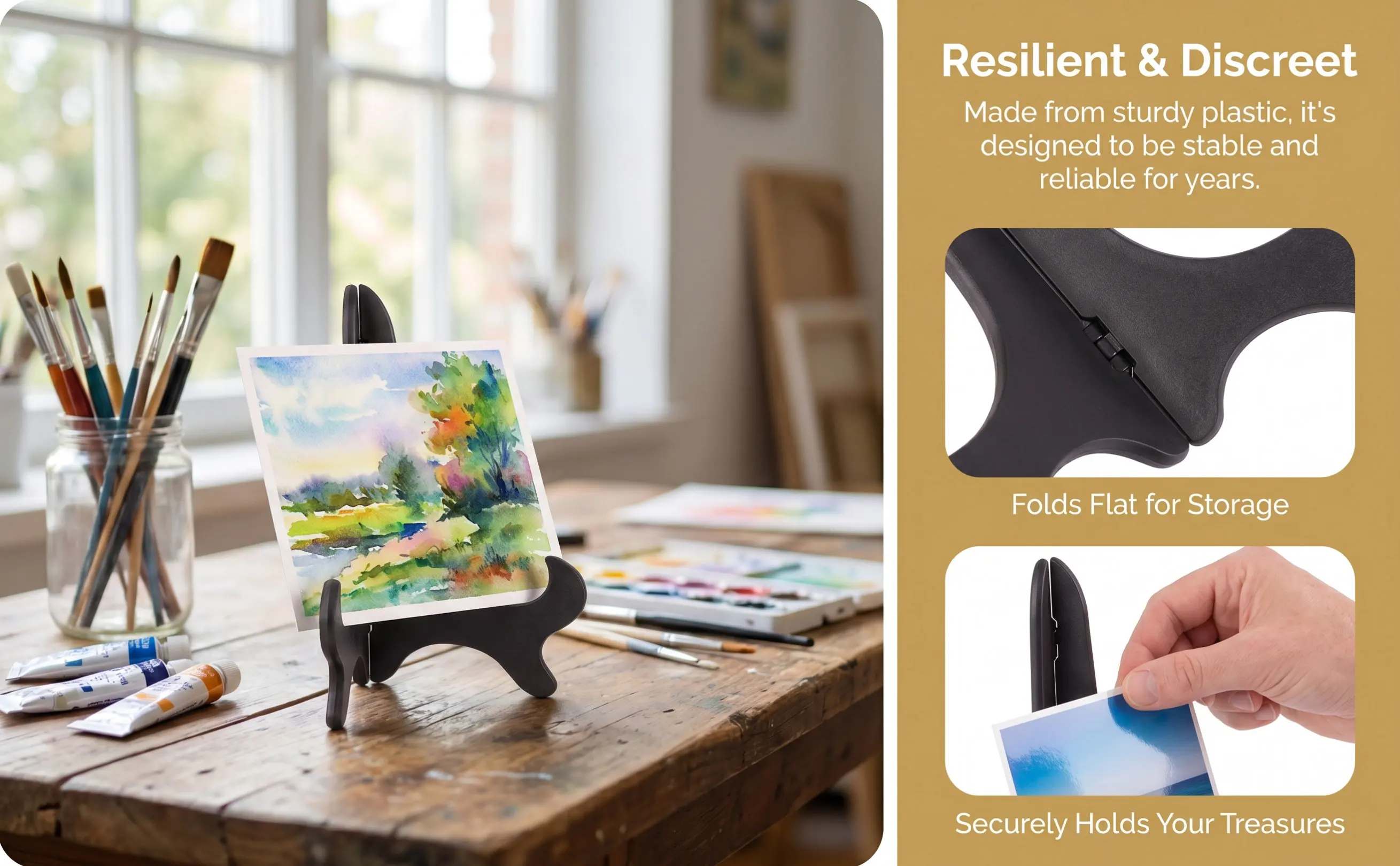 4Pcs Compact Plastic Display Easel Plate Holder Stand Picture Frame Book Card Holder Tabletop Decor Small Space Friendly