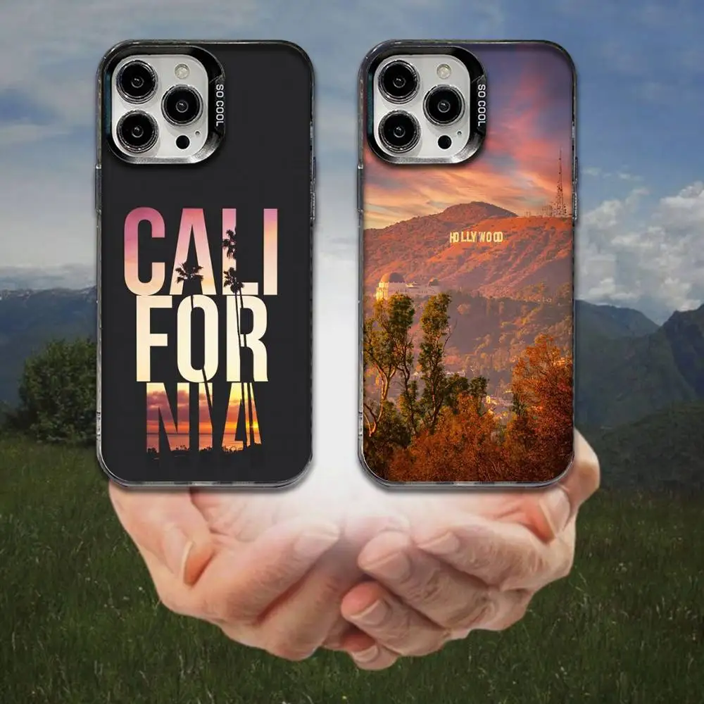 

Travel Los Angeles California Phone Case For iPhone 16,15,14,13,12,11,8,7,Pro,Max,Plus,Mini,XS,SE Anti Fall Black Matte Hard