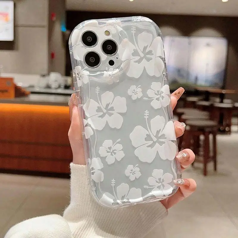 Phone Case For Xiaomi Redmi Note 10 9 8 10C 9C 9A 11 5G K30 K40 K50 Pro Cover Soft TPU Wavy Edge Flower New Design