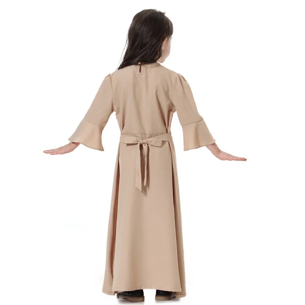 Vestido de oración para niñas musulmanas, Abaya, caftán, Tobey, bata de Jabba saudita, apliques de falda larga para niñas del sudeste asiático