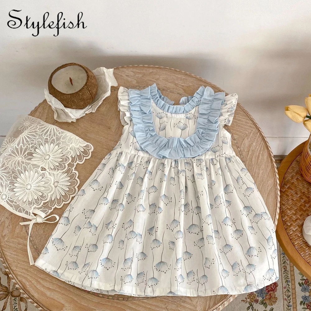 

Summer style baby girl 0-3 year old baby children's hundred day banquet dress Dandelion printed skirt Fashion A-line skirt