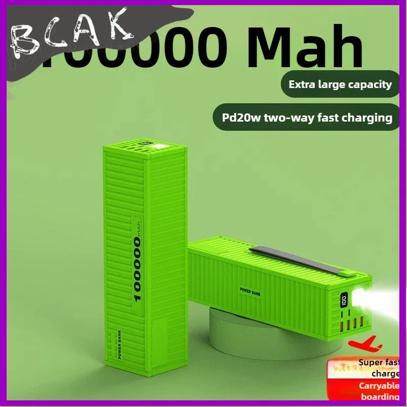 Quality BCAK Outdoor Large-capacity Power Bank with Cable 66W Fast Charging 100000 MAh Mobile Power Supply