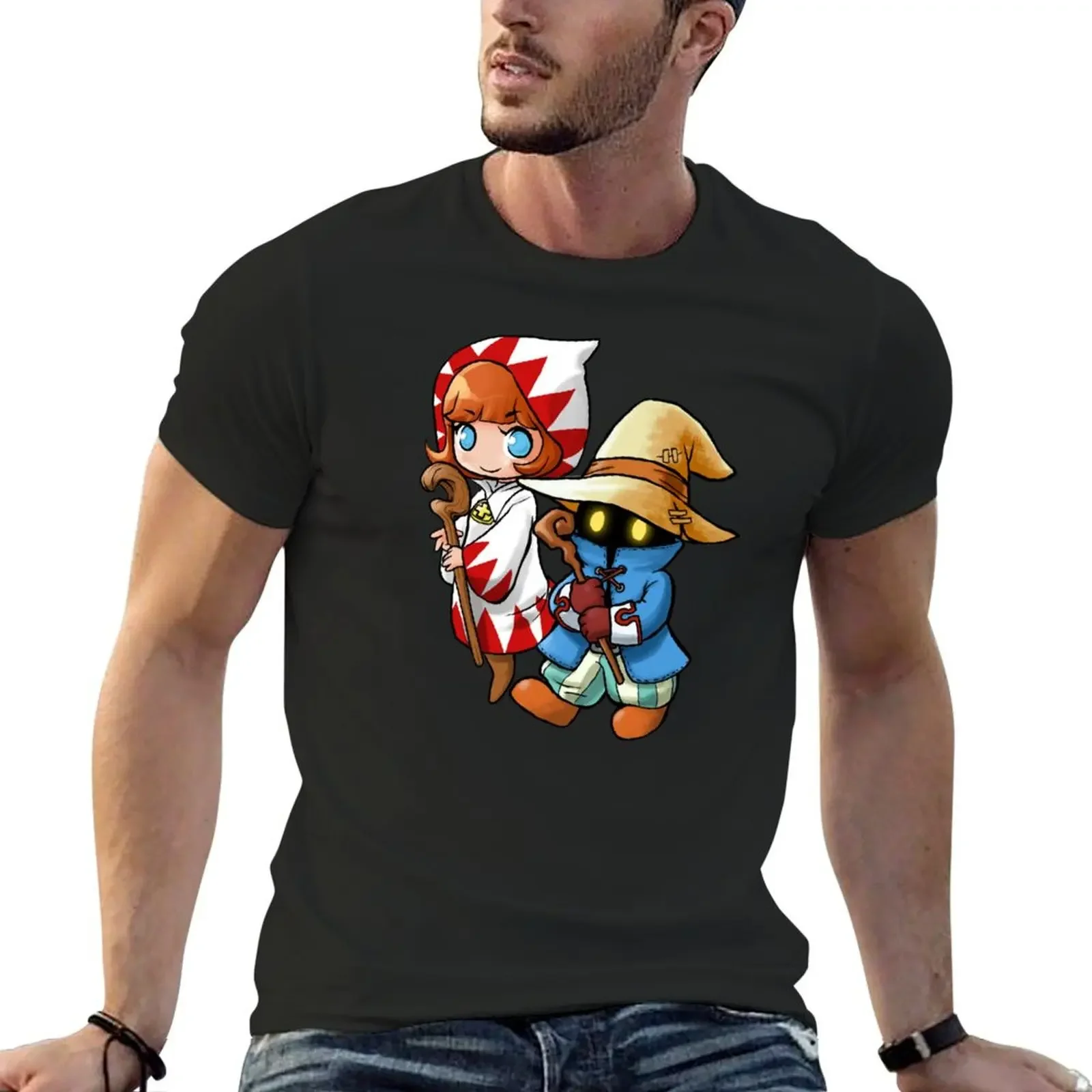 

Black & White Mage T-Shirt anime clothes customizeds man t shirt anime t shirts men workout shirt