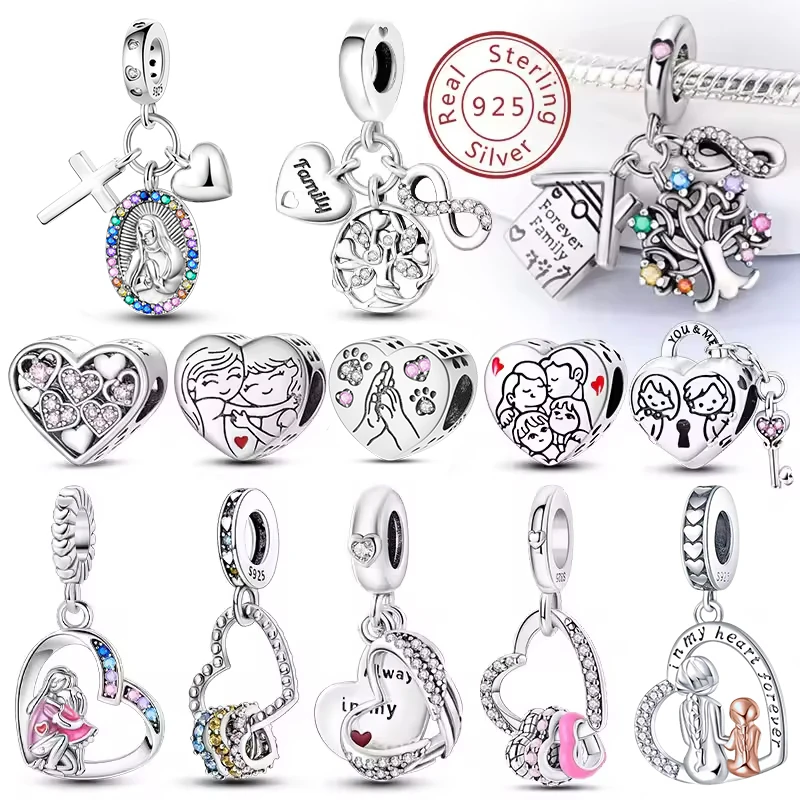 

Hot Sale 925 Sterling Silve Eternal Love Heart Sister Family Charms Beads fit Original Bracelet Womens DIY Fine Jewelry Gifts
