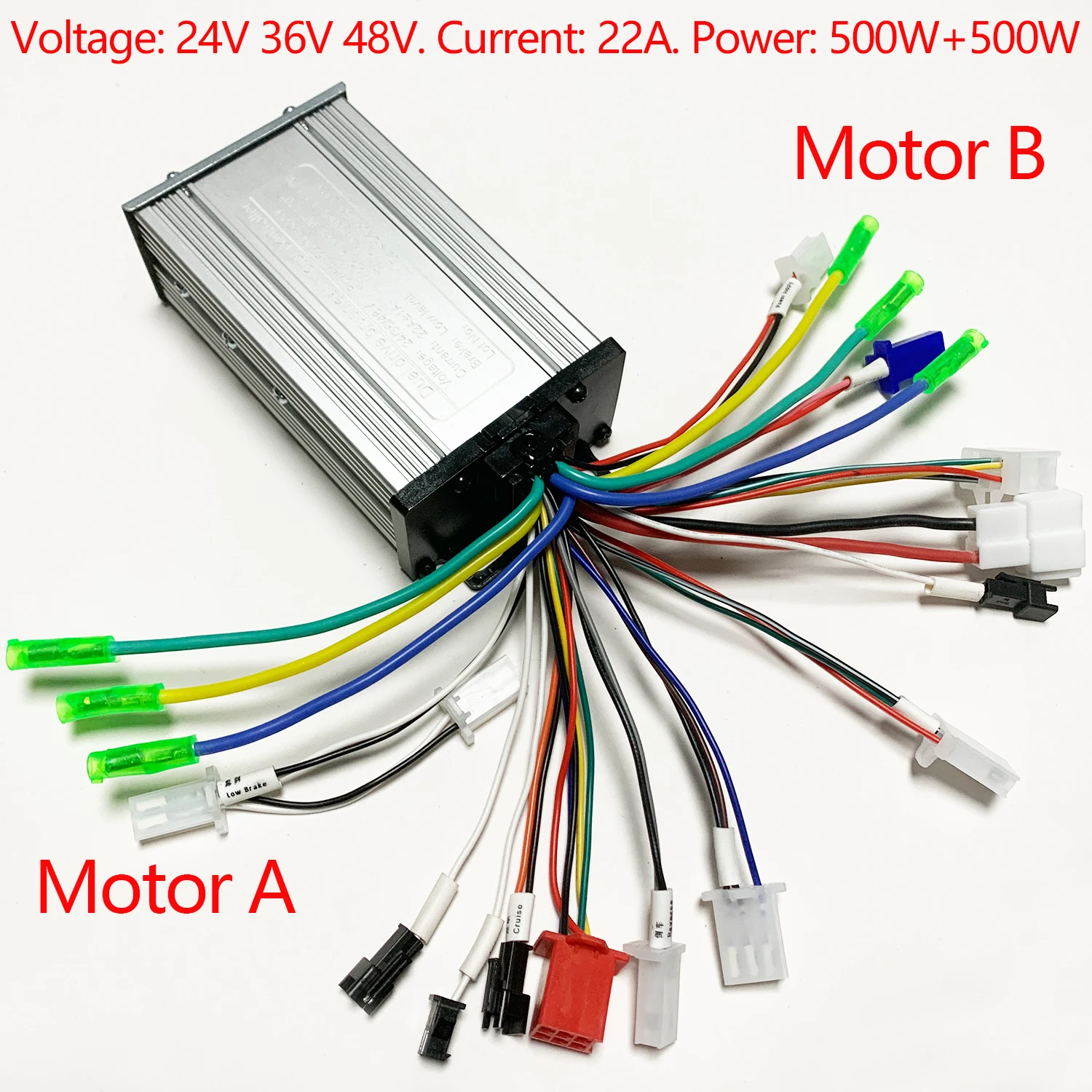 

24V/36V/48V 500W-1000W double row 12mosfet 22a controller Dual drive brushless DC motor controller for E-Bike go-kart wheelchair