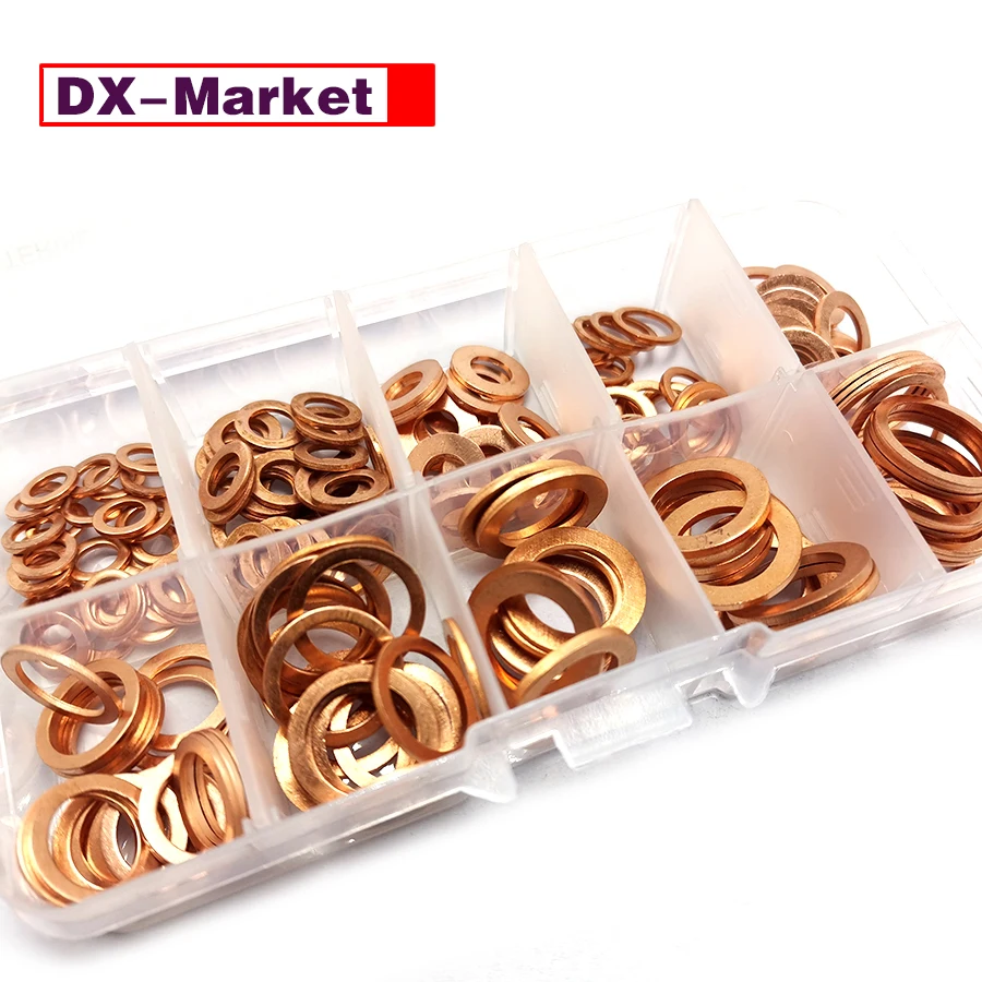 【DX-Market】260pcs Brass Washers Kit M2-M10 Fastener Manufactor,D003