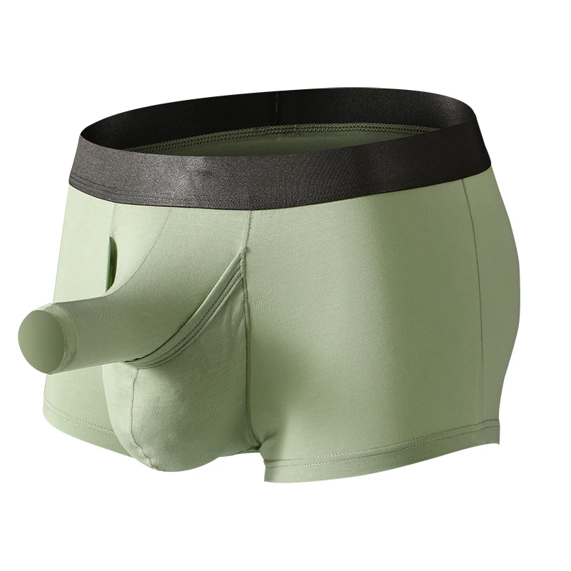 CLEVER-MENMODE Hommes Boxers Sous-Vêtements Sexy Long Pénis Poudres BoxerGoals Slip Mâle hombre Éléphant Bulge Culotte