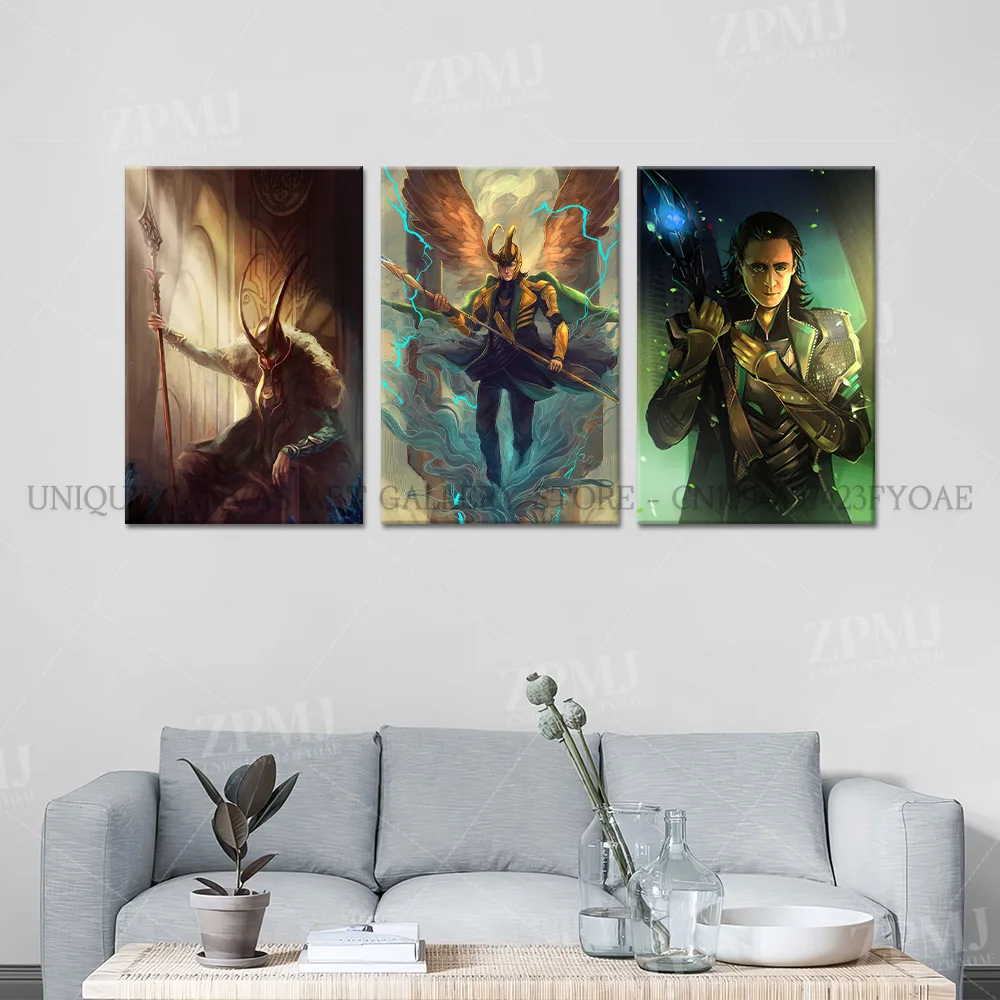 Marvel Comics The Avengers Loki Rahmenloser Leinwanddruck, modernes Poster, Film, Zuhause, dekorative Malerei, Wandkunst, Bild, Raumwandbild – Detail 2