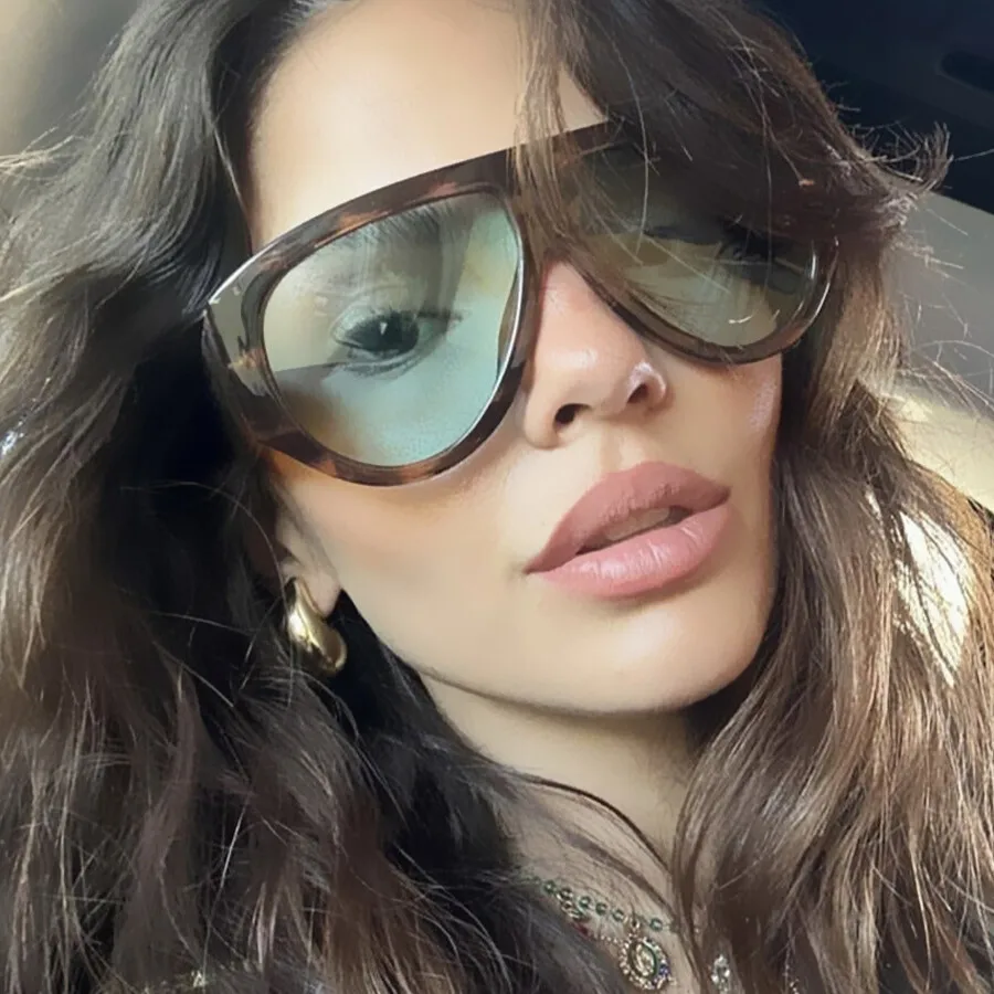 Vintage Oversized Wide Leg Sunglasses Men New Fashion Oval Hip Hop Sun Glasses Ladies Sexy Elegant Eyewear Leopard Print Shades