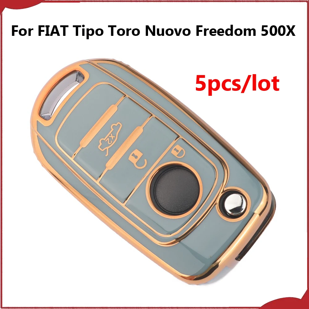 Jingyuqin New 5pcs 3BTN Soft TPU Case Remote Car Flip Key Fob For FIAT Tipo Toro Nuovo Freedom 500X Doblo Argo Grazie