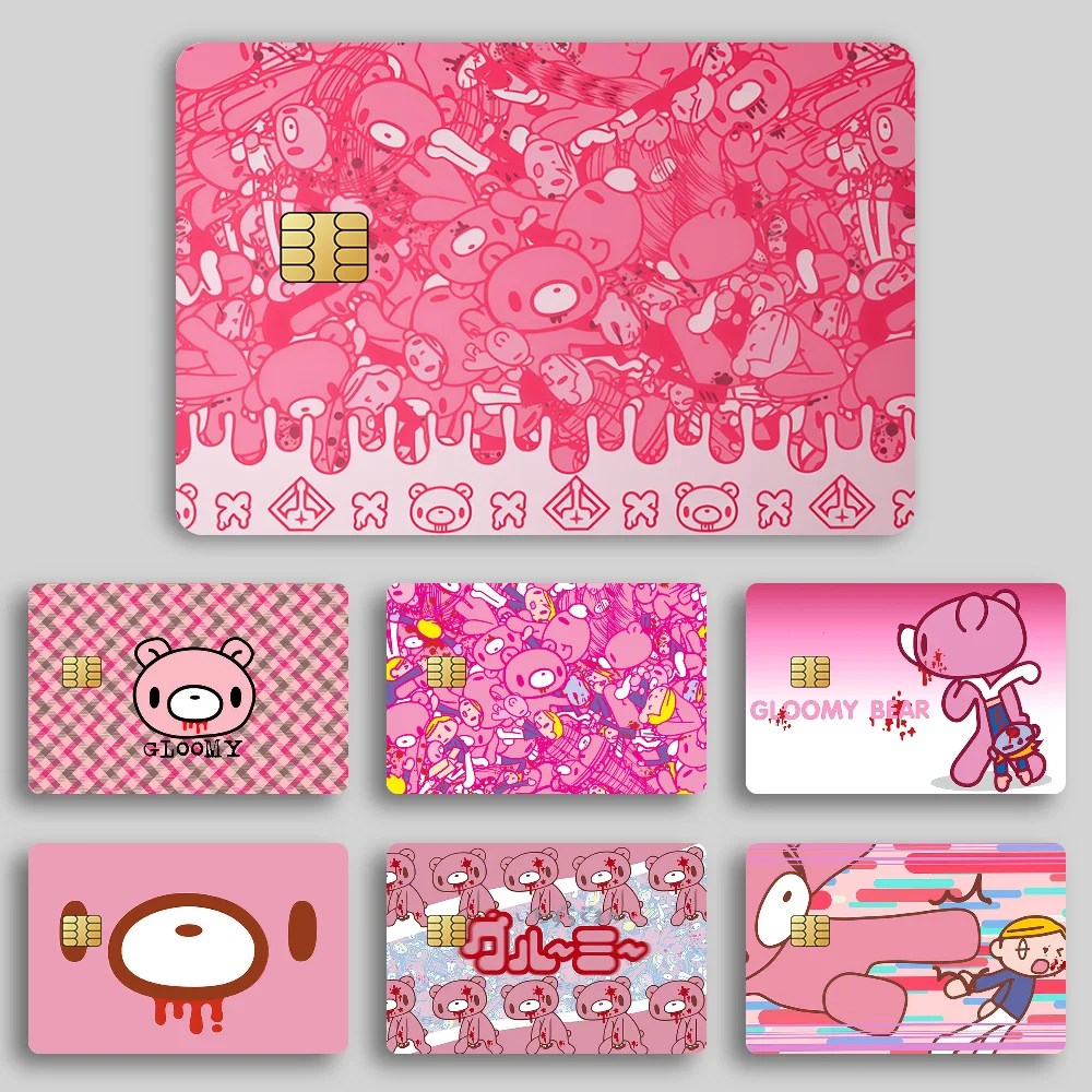 Cartoon G-Gloomy Bear K Film Skin Cover Credit Card Stickers 4PCS Debit Front Decoration Bank Bus Pass Waterproof