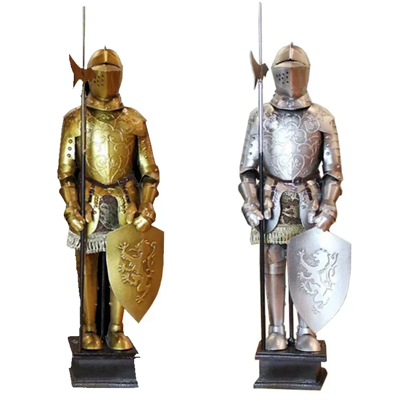 Nordic Ornaments Knight Armor Figurines Medieval Retro Handmade Desktop Miniatures Sculptures Iron Art Creative Home Decoration