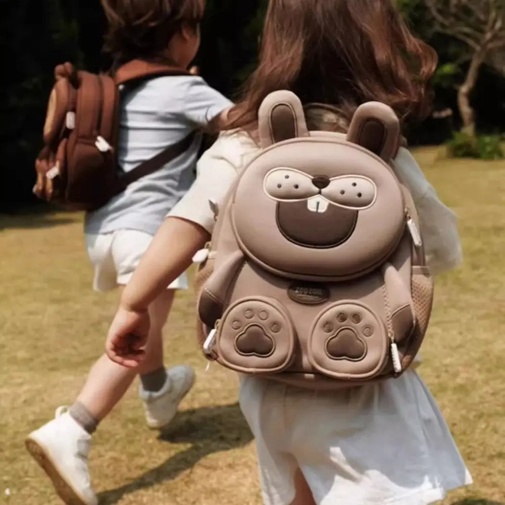 Zaino carino di grande capacità Zaino per studenti traspirante a forma di animale della foresta Borsa per libri per cartoni animati Ragazzi e ragazze