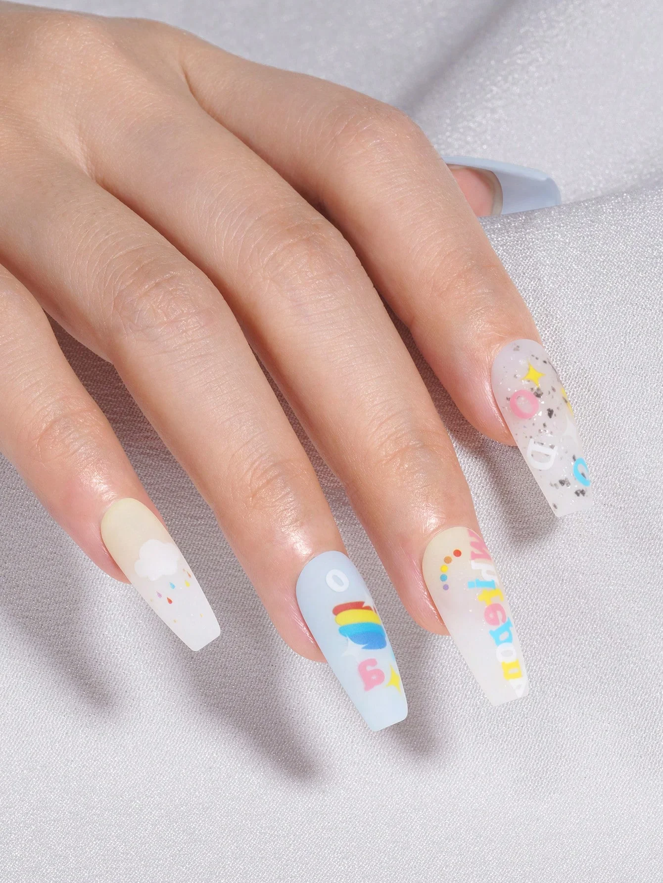 1PC Multicolor Letter Pattern Nail Art Sticker，Letter Decal Nail Decoration，Suitable For Nail Salon, Self-Adhesive Art Stickers