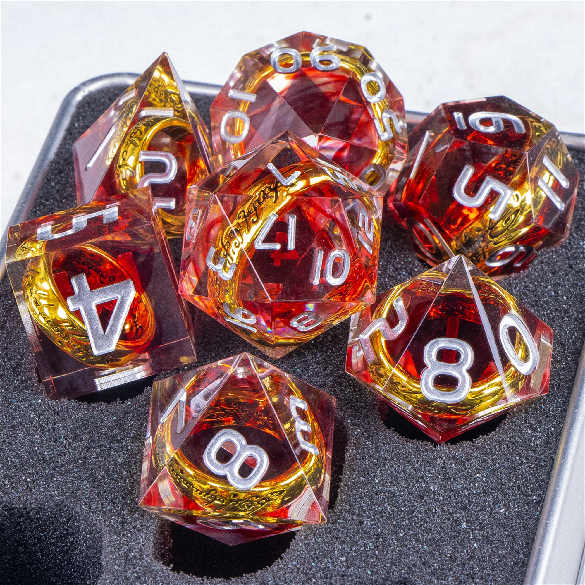 Polyhedral Resin Ring DnD Dice, Include One Rings Dice, Lord of Dice Dice Set, The Ring Dice,  d d dice, Resin Dice Set