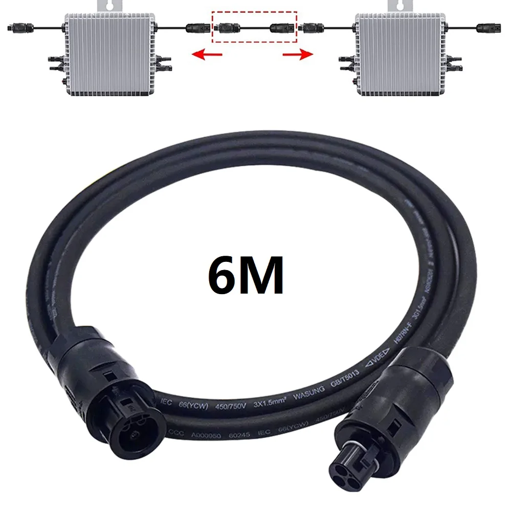 6 Meter Solar Cable with BC01 Female Connector and Extension Adapter for Connecting For Inverters to Household Grid