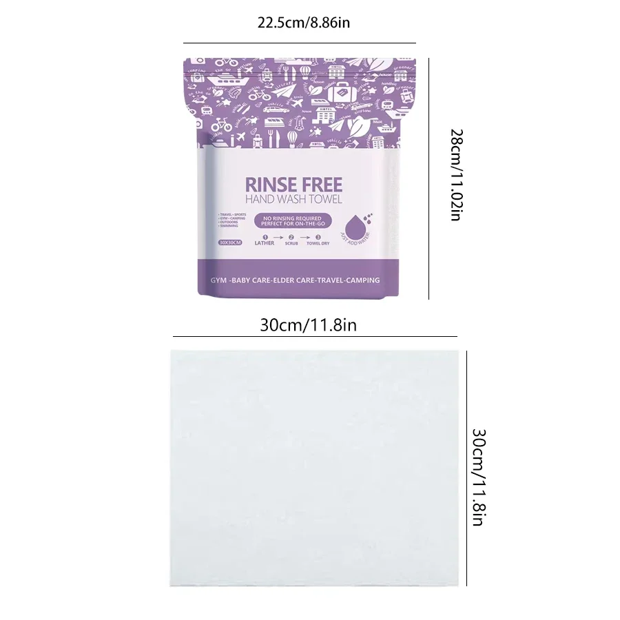 25‑75Pcs 30*30cm Disposable Self‑Foam No‑Rinse Towels Add‑Water Foaming Wipes for Outdoor Camping Travel Body Cleaning