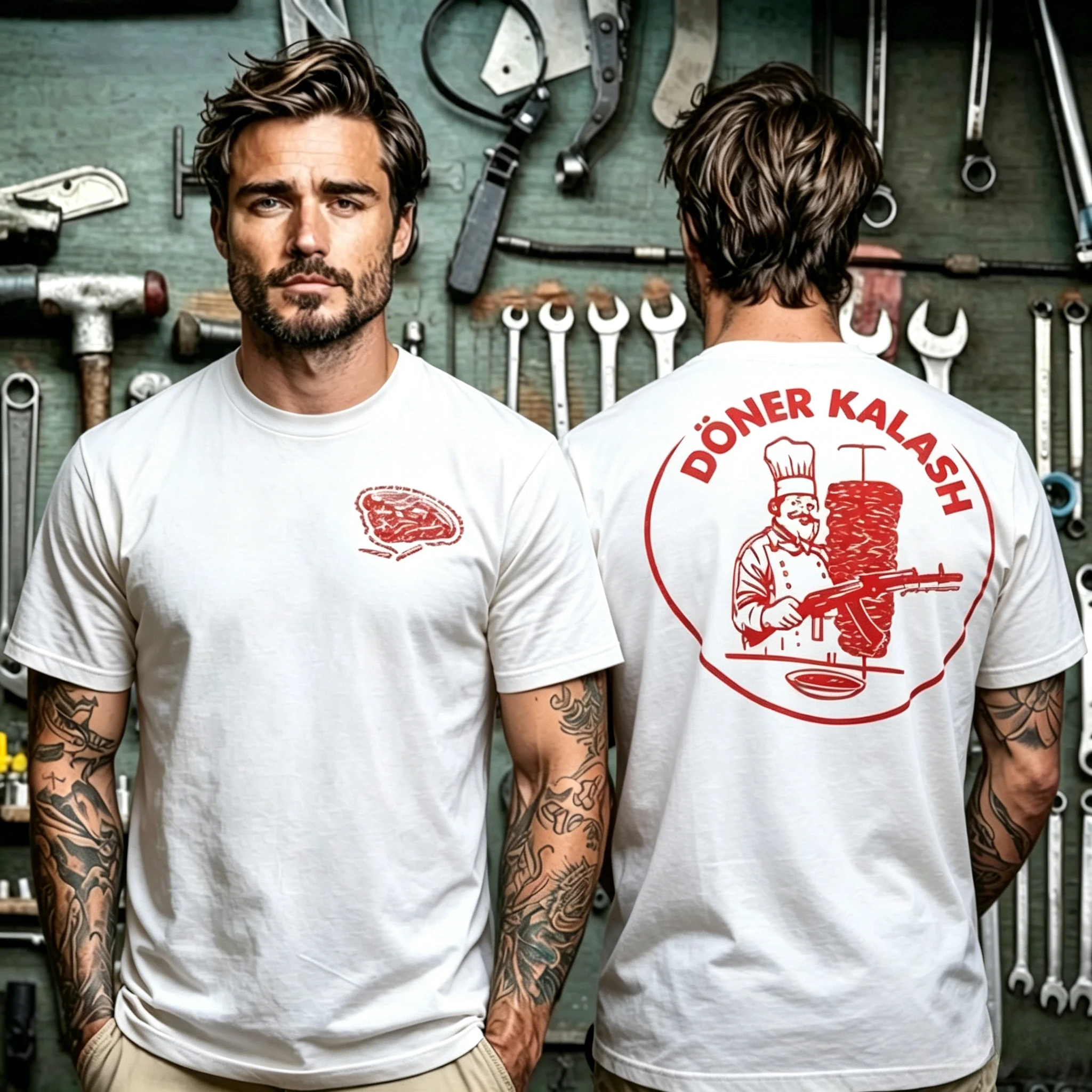 Doner Kebab Kalashnikov Graphic Cotton T Shirt Funny Chef Gun Print Tee Retro Humor Streetwear Casual Top for Men Women