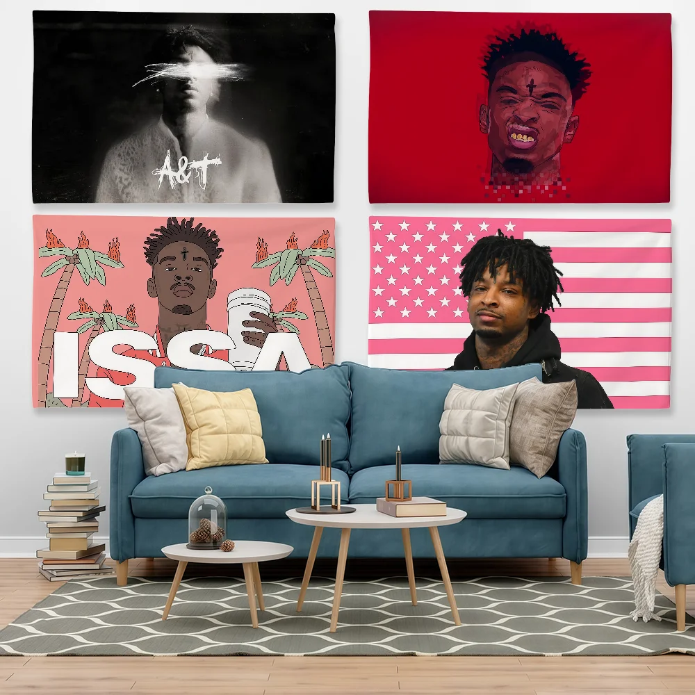 Rapper 21 Savage Flag Tapestry Outdoor Party Bedroom Living Room Dormitory Decorative Themed Wall Hanging Banner Gift