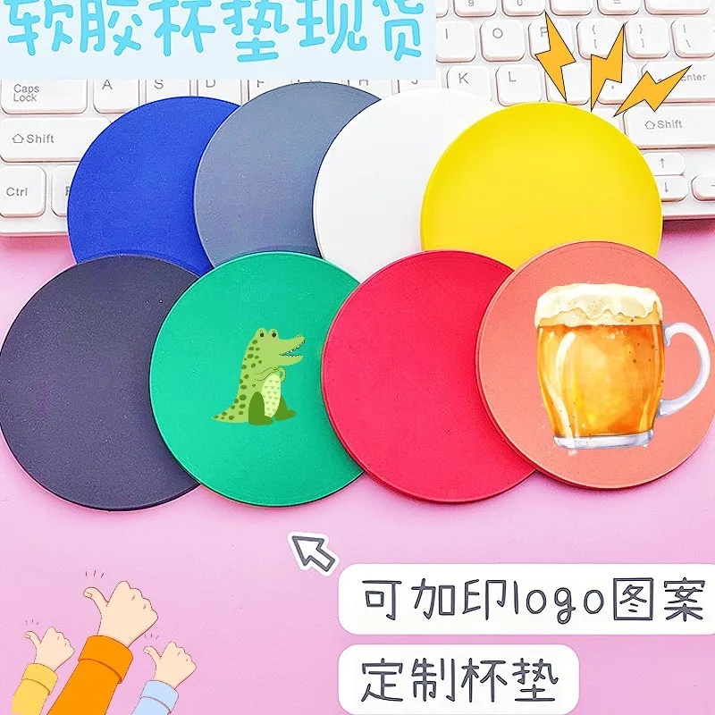 CartoonpvcSoft PVC Cup Mat Cross-Border Placemat Non-Slip Bowl Mat Anti-Scalding Table Mat Silica Gel Pad MadelogoCoffee pad