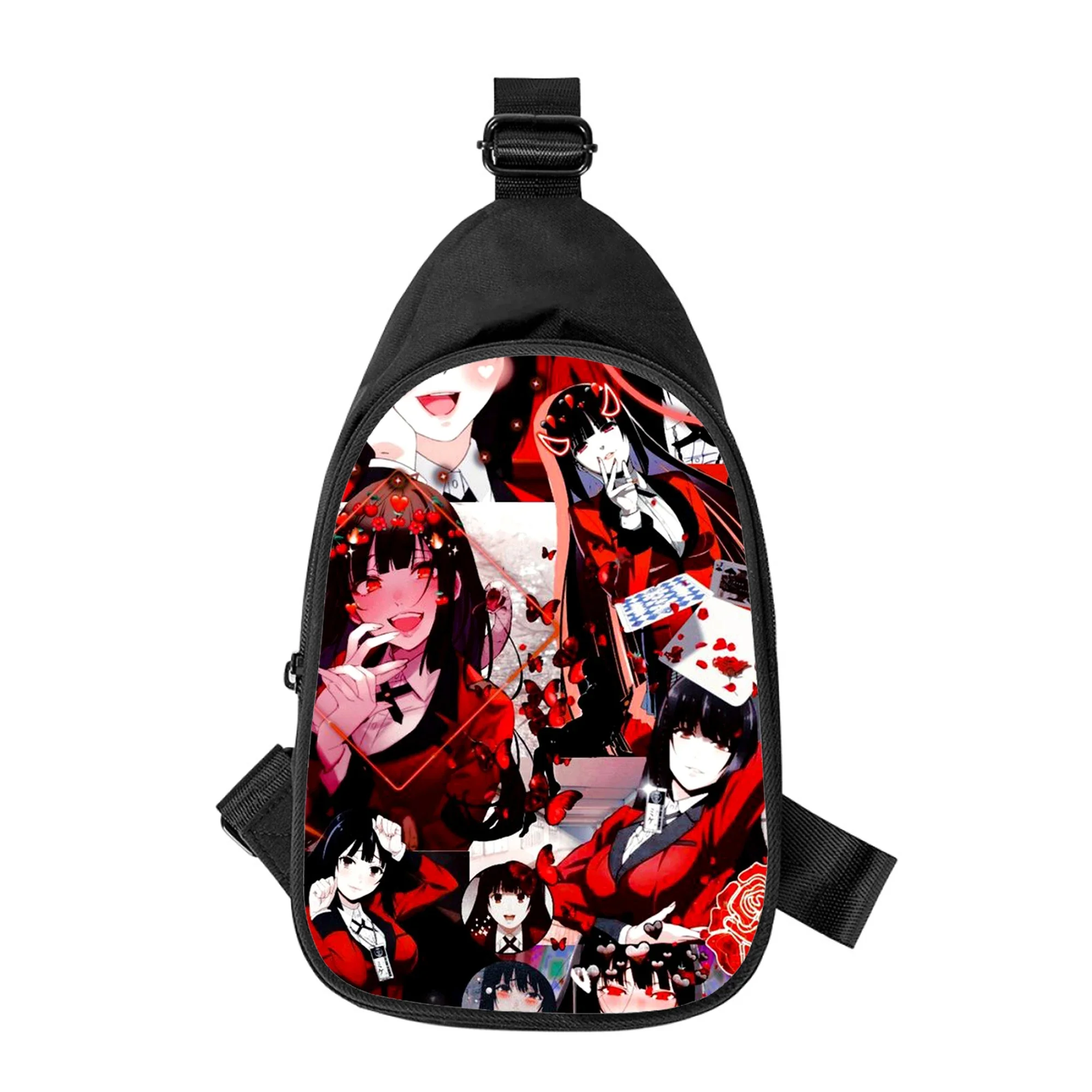 Kakegurui Jabami Yumeko bolso de pecho cruzado con estampado 3D para hombre y mujer, bolso de hombro cruzado diagonalmente, paquete de cintura escolar para marido, paquete de pecho para hombre, nuevo