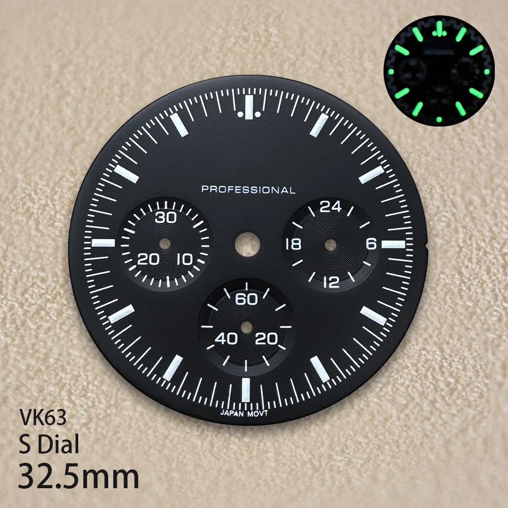 32.5mm Speeds S Dial Fit VK63 Movement Green/No Luminous High-Quality For Quartz Watch Modification Accessories view 3