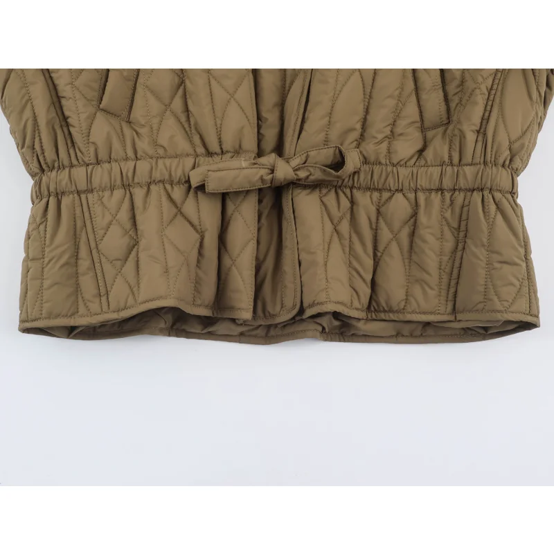 Damen-Freizeitjacke aus Baumwolle in Unifarbe mit Stehkragen, einzigartigem Designer-Look, Kordelzug in der Taille, lockerer Schnitt, Damen-Reißverschluss-Oberbekleidung – Detail 25