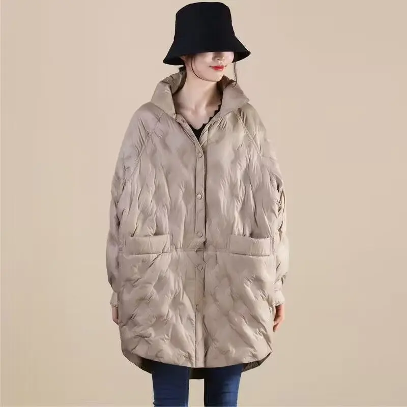 Ultralight Warm Shirt Down Jacket Women Mid-length Parkas Fashion Single-breasted Oversize Winter Puffer Coats Female