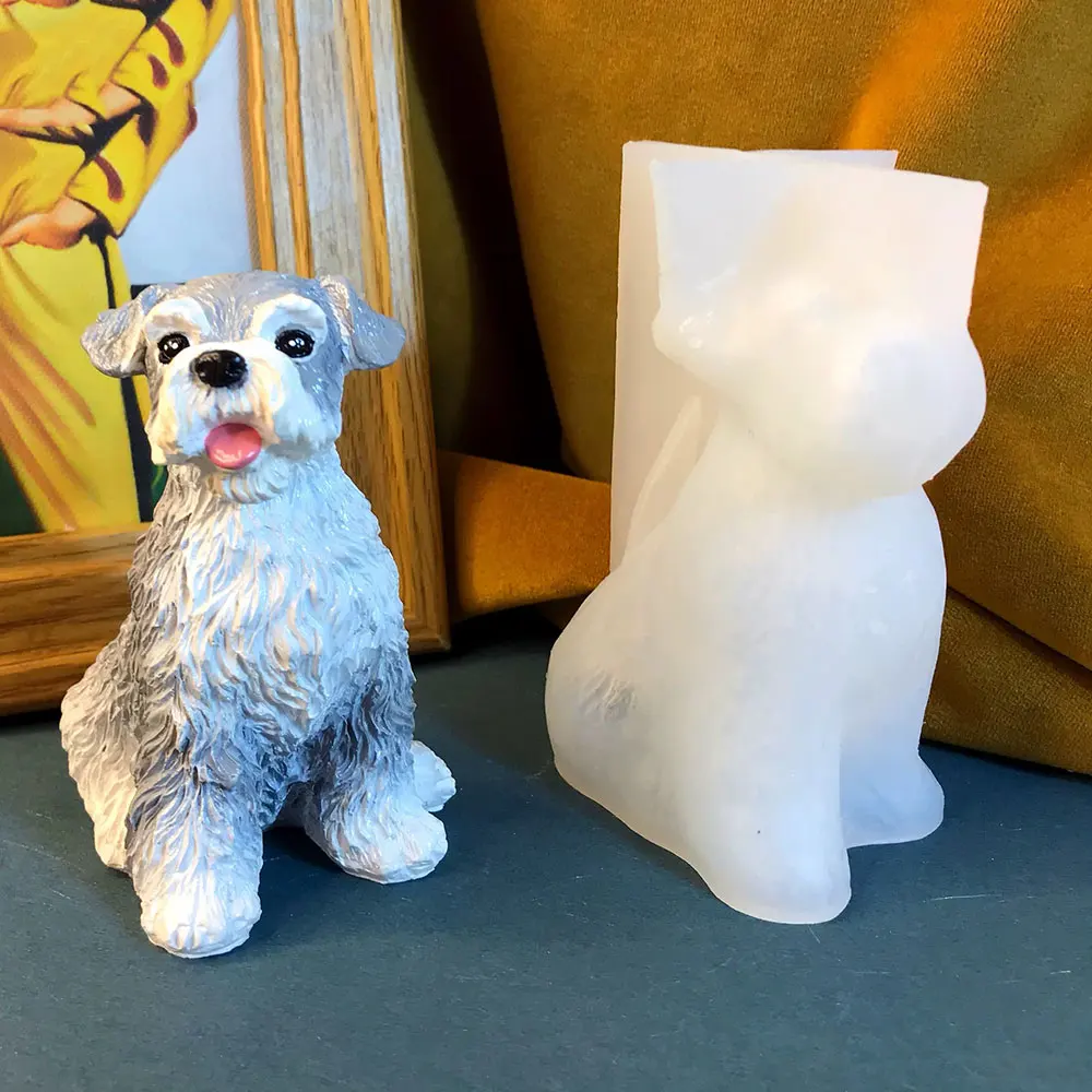 

Cute Schnauzer Silicone Mold DIY Animal Dog Gypsum Desktop Ornaments Epoxy Resin Mould Dog Lover Home Decor Tools