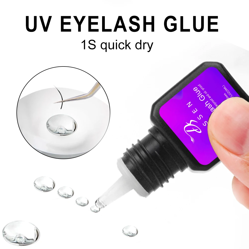 DASSEN pegamento UV para extensiones de pestañas, 5ml, larga duración, secado rápido, 1S