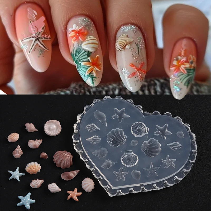 

Nail Art Soft Silicone Mold Shell Conch Molds 3D Silicone Carved Ocean Style DIY Nail Design Template Nail Accessories For Salon