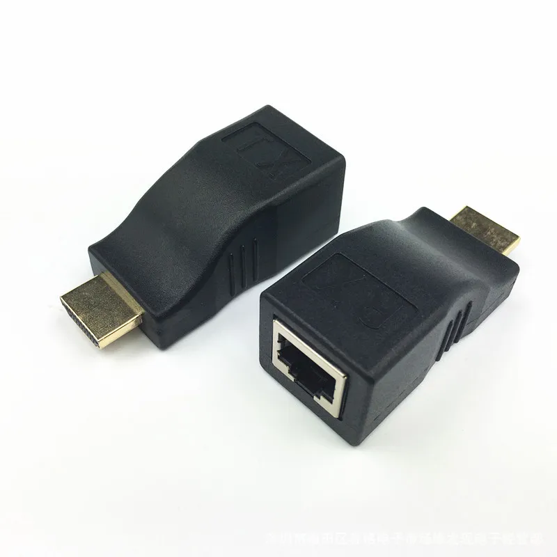 Video Extender HDMI-compatible to RJ45 4K 3D HDTV 1.4 Up to 30M Extension to RJ45 Over Cat 5E/6 Network LAN Ethernet Adapter