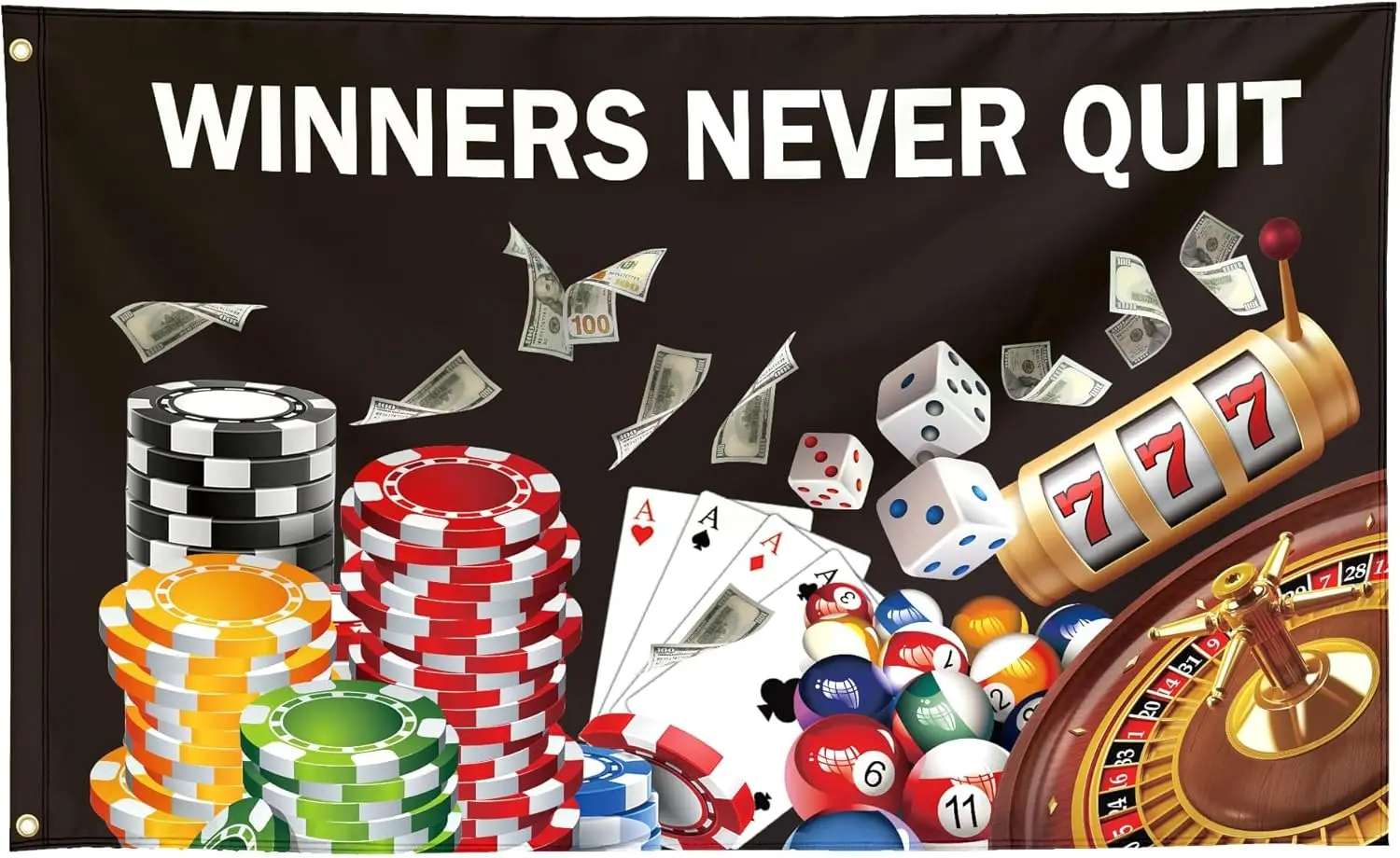 Maplesayes Winners Never Quit Funny Cool Flags Meme Inspirational Motivational Flag Banner 3X5 Ft College Dorm Room Guys Bedroom