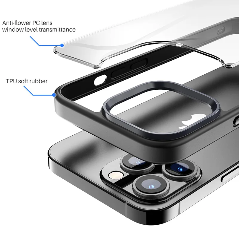 TOZO Compatible for iPhone 13 12 Pro Max  Mini Case 6.7 Inch Hybrid PC+TPU Soft Grip Matte Finish Clear Back Panel Thin Cover