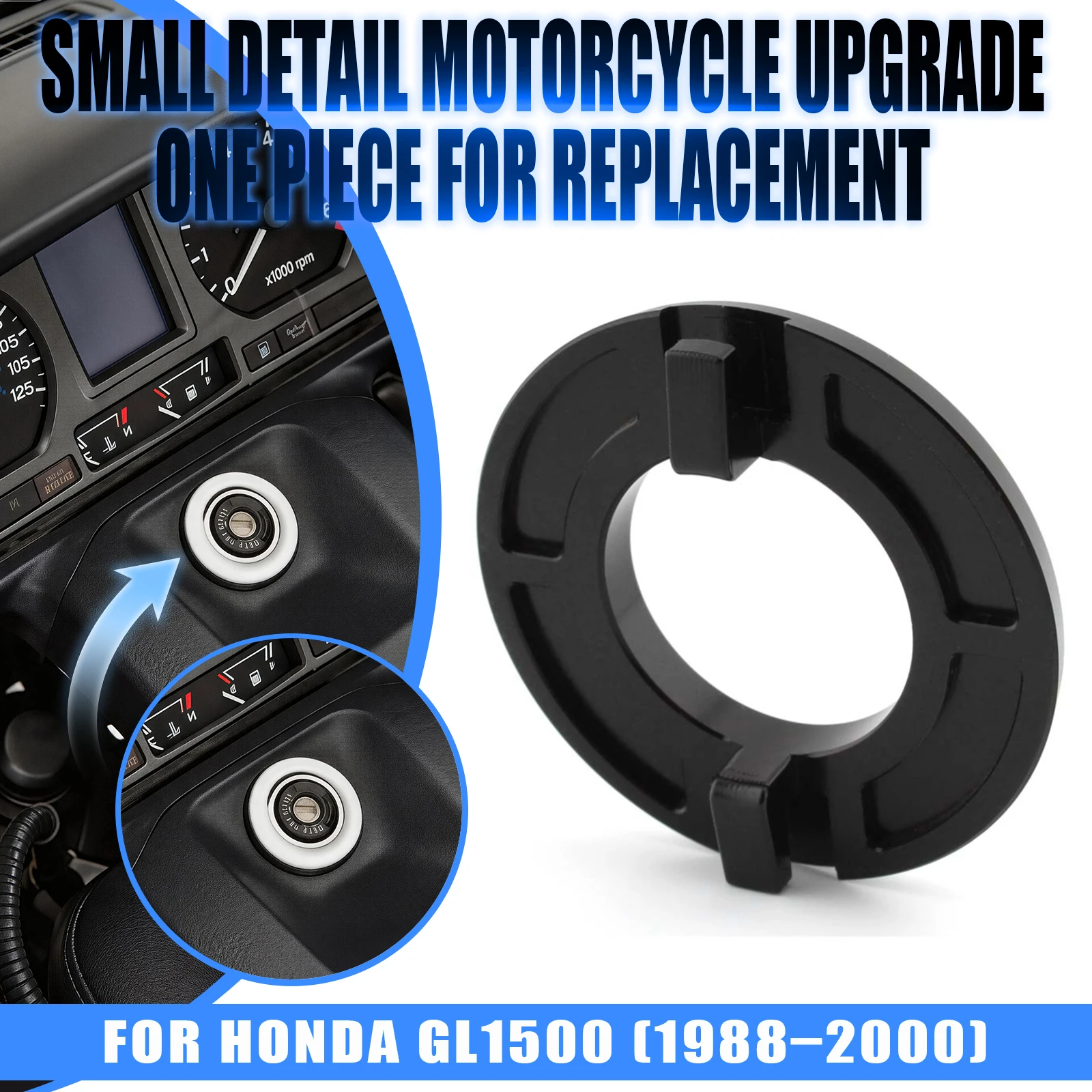 For Honda Goldwing GL1500 1988-2000 Chrome Black Motorcycle Fairing Ignition Key Switch Panel Trim Grommet Ring Lock Cover Cap